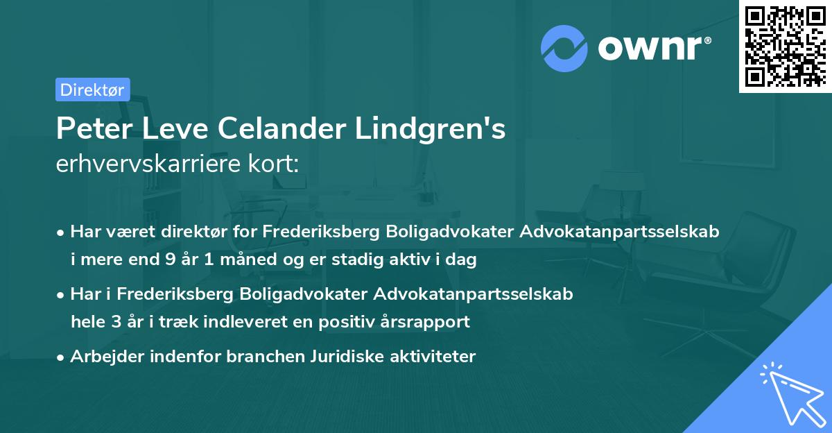 Peter Leve Celander Lindgren's erhvervskarriere kort