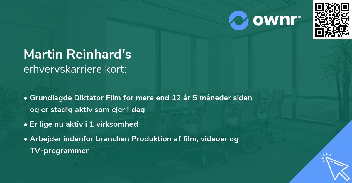 Martin Reinhard's erhvervskarriere kort