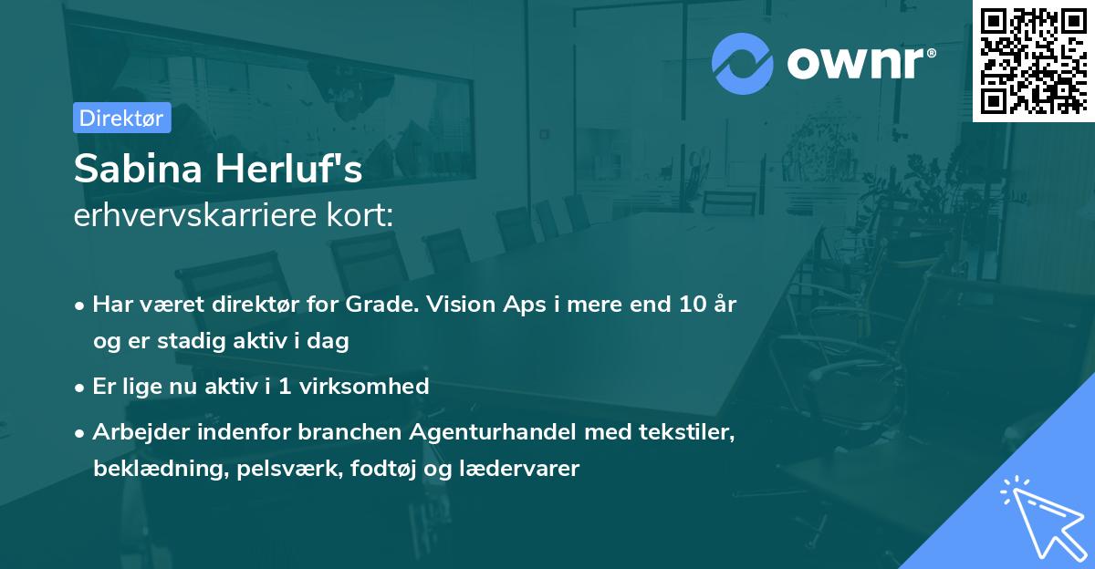 Sabina Herluf's erhvervskarriere kort
