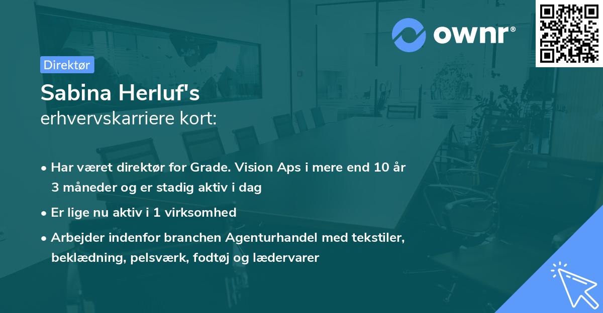 Sabina Herluf's erhvervskarriere kort