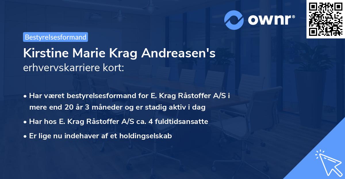 Kirstine Marie Krag Andreasen's erhvervskarriere kort