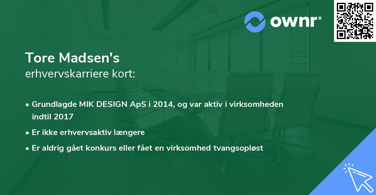 Tore Madsen's erhvervskarriere kort