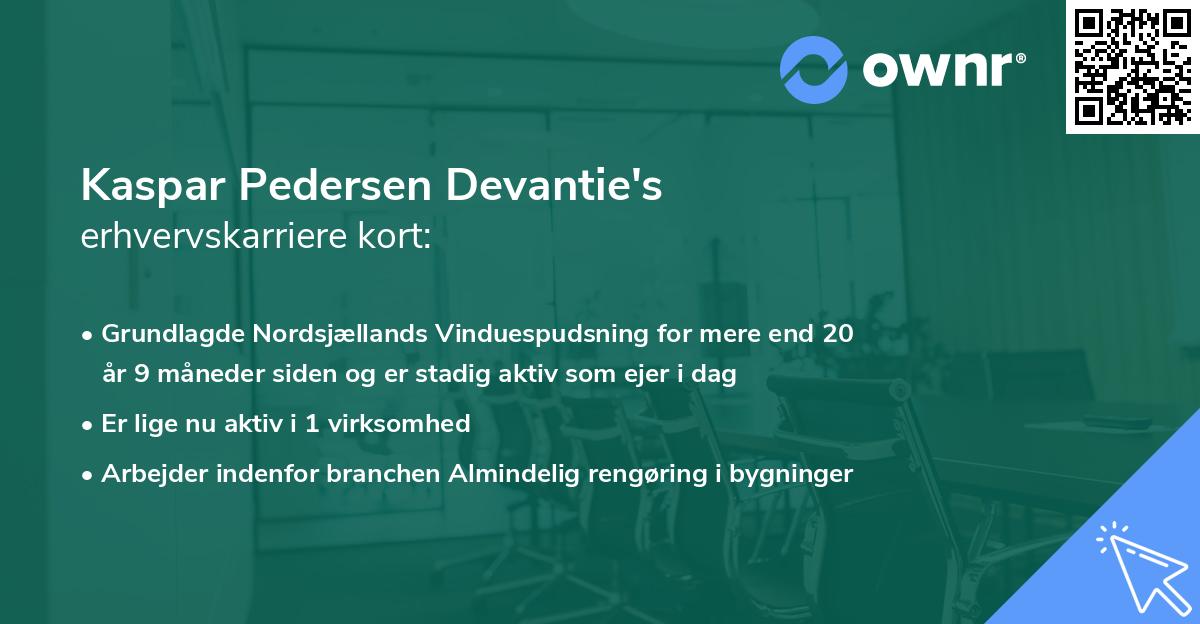 Kaspar Pedersen Devantie's erhvervskarriere kort
