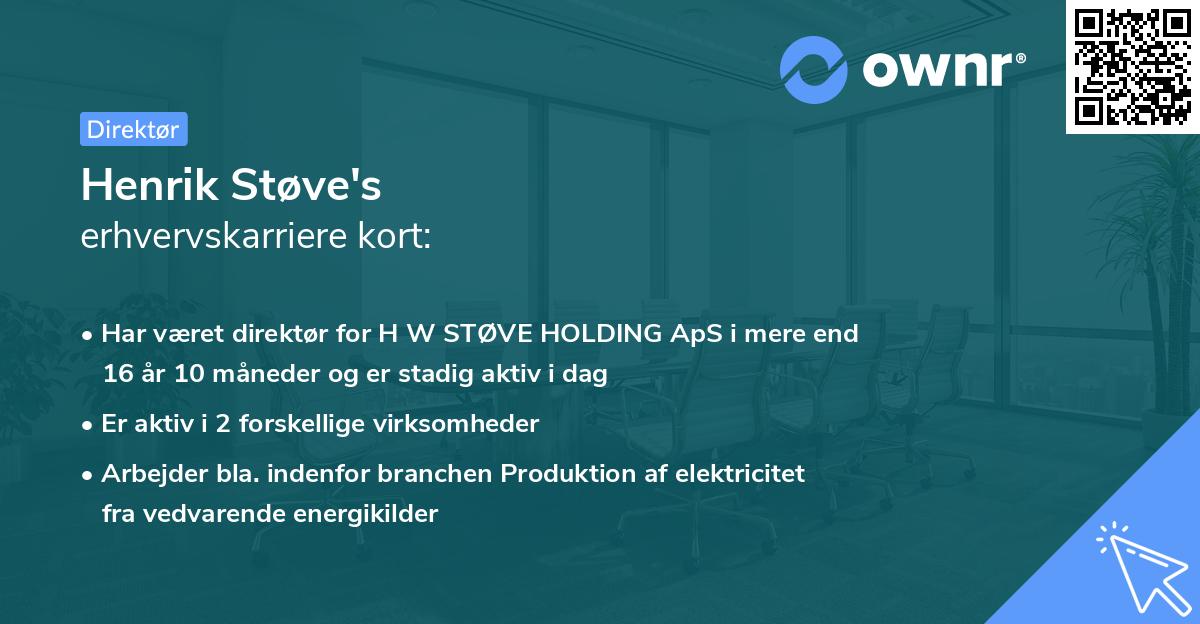 Henrik Støve's erhvervskarriere kort