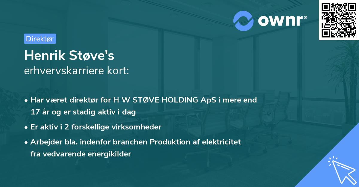 Henrik Støve's erhvervskarriere kort