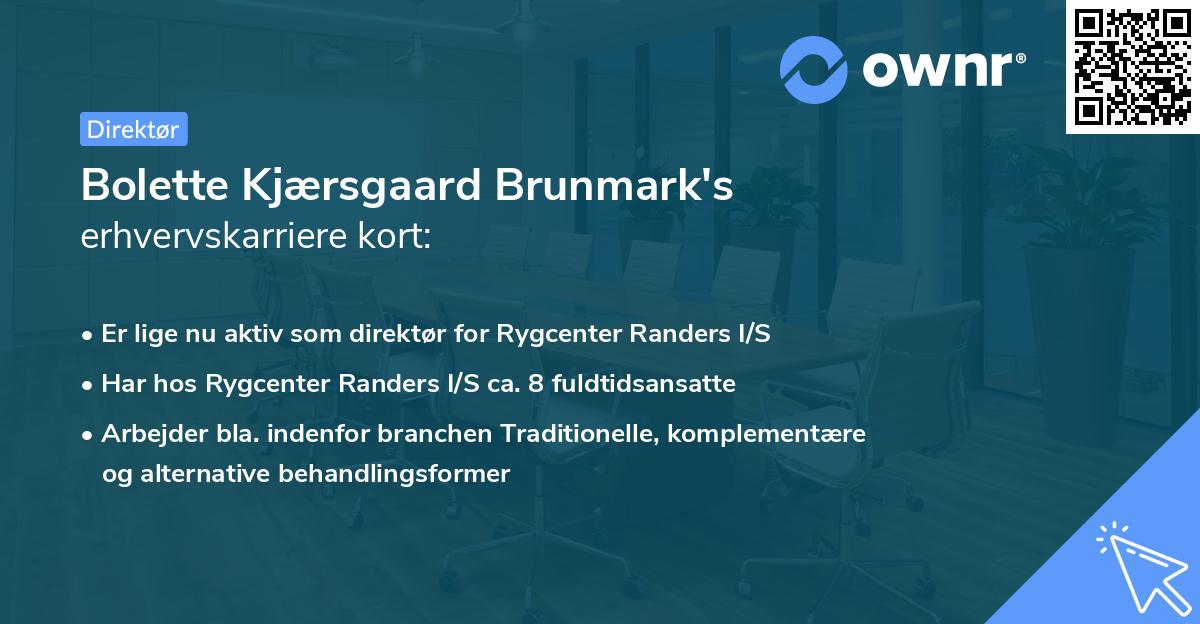 Bolette Kjærsgaard Brunmark's erhvervskarriere kort