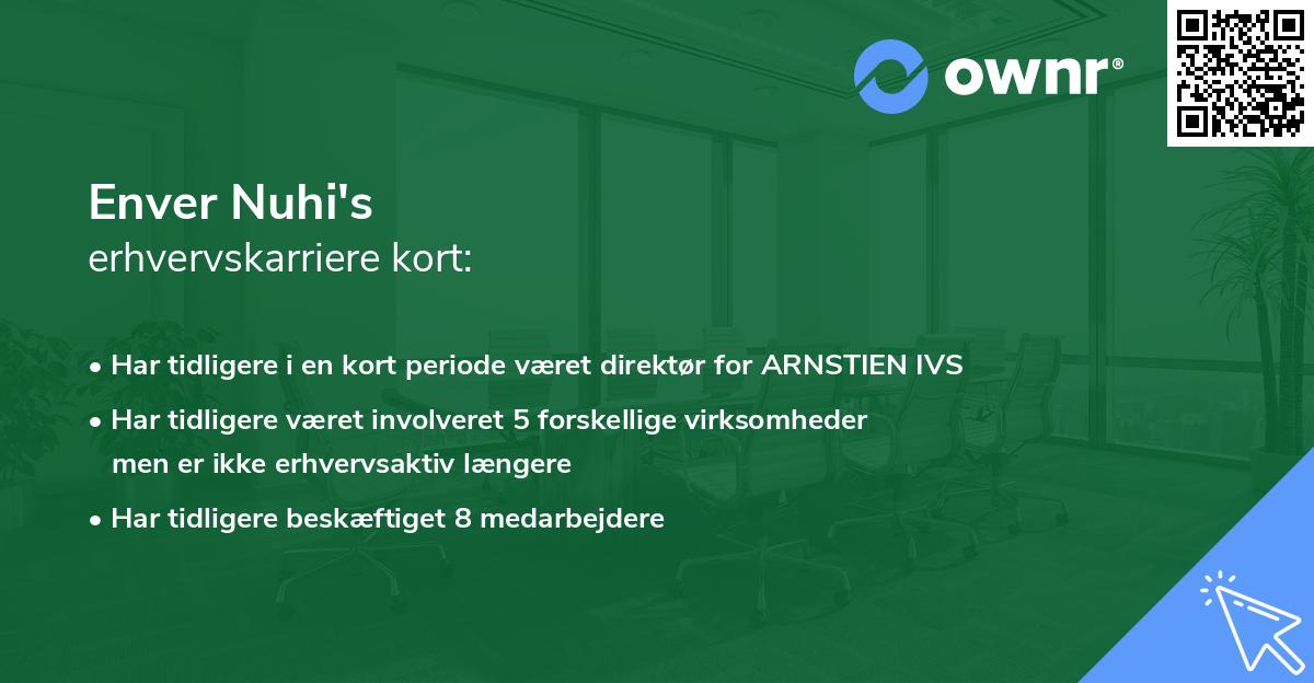 Enver Nuhi's erhvervskarriere kort