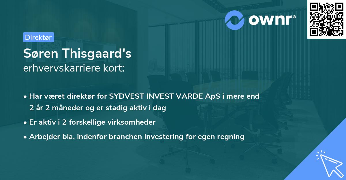 Søren Thisgaard's erhvervskarriere kort