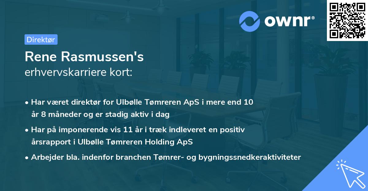 Rene Rasmussen's erhvervskarriere kort