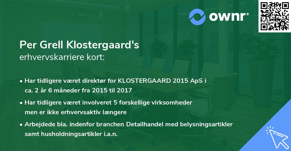 Per Grell Klostergaard's erhvervskarriere kort