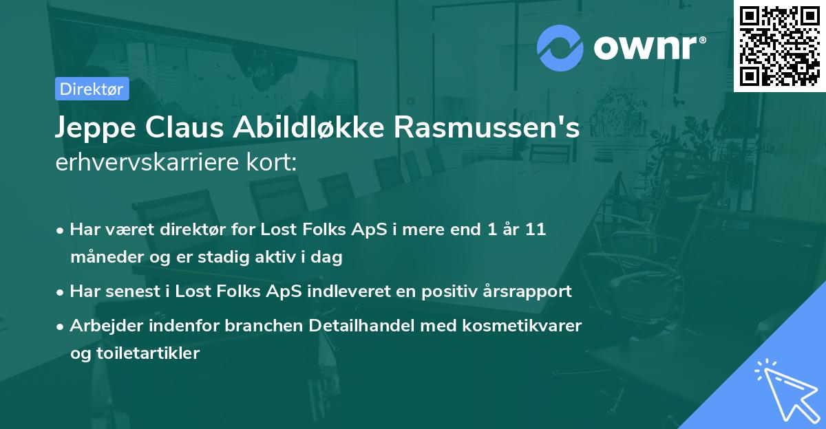 Jeppe Claus Abildløkke Rasmussen's erhvervskarriere kort