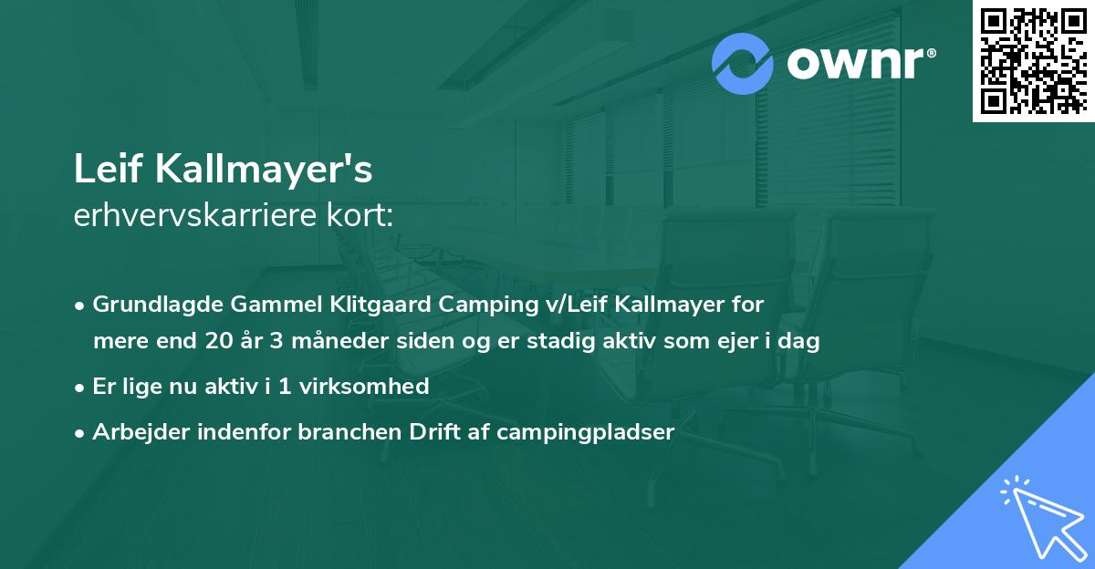 Leif Kallmayer's erhvervskarriere kort