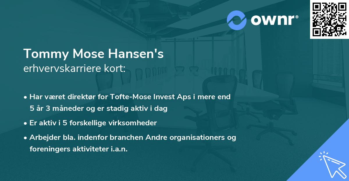 Tommy Mose Hansen's erhvervskarriere kort