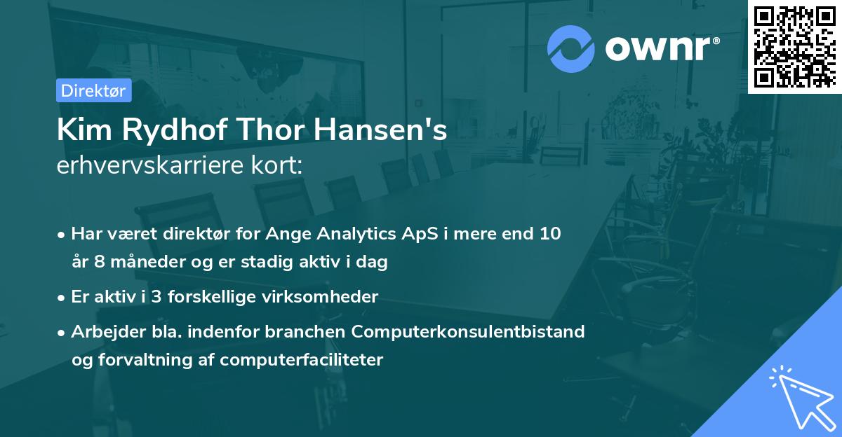 Kim Rydhof Thor Hansen's erhvervskarriere kort