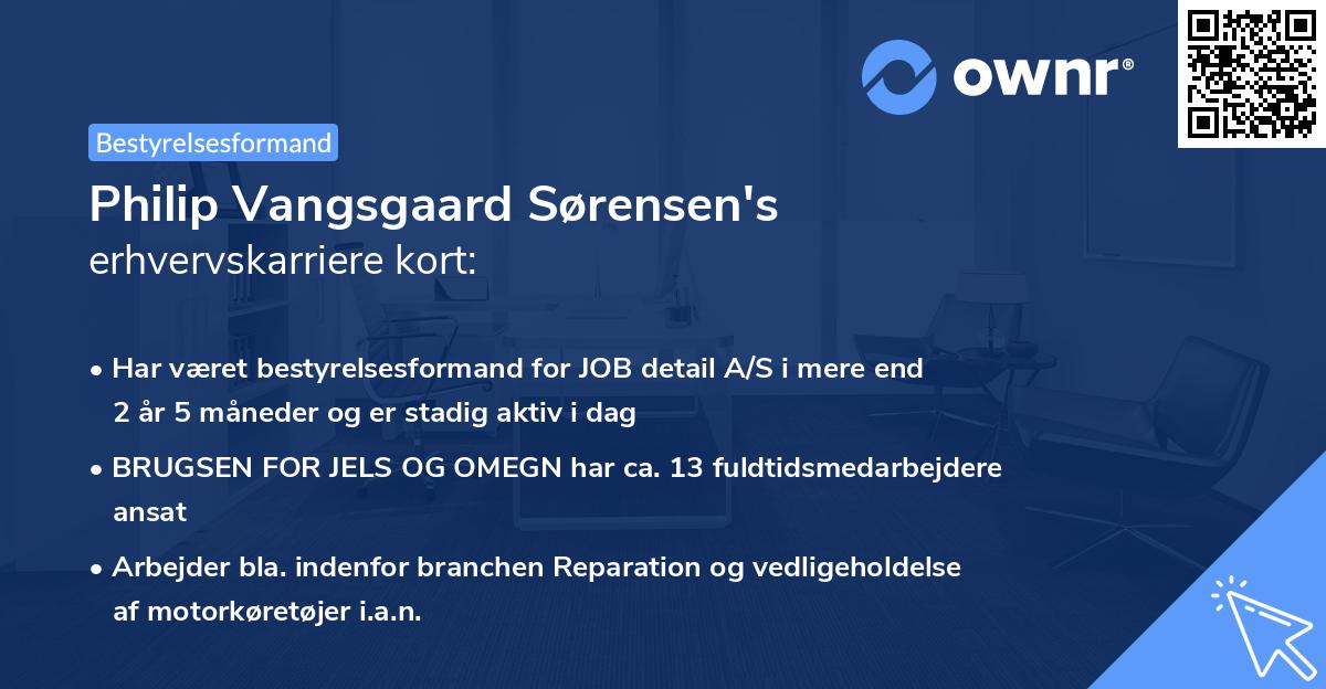 Philip Vangsgaard Sørensen's erhvervskarriere kort