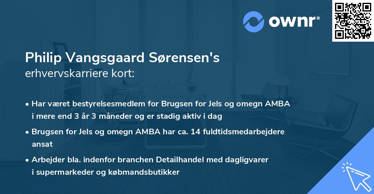 Philip Vangsgaard Sørensen's erhvervskarriere kort