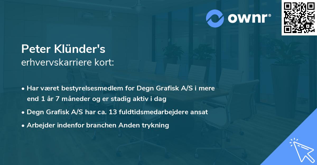 Peter Klünder's erhvervskarriere kort