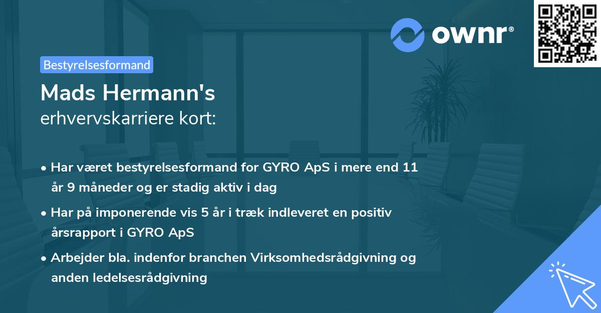 Mads Hermann's erhvervskarriere kort
