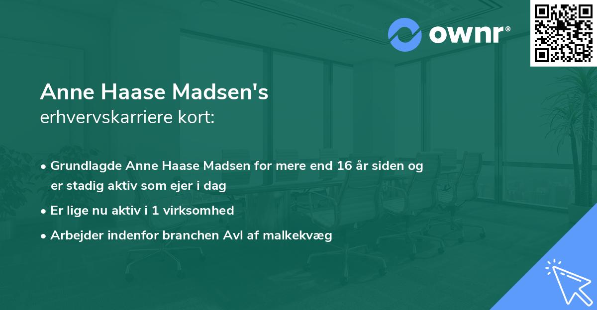 Anne Haase Madsen's erhvervskarriere kort