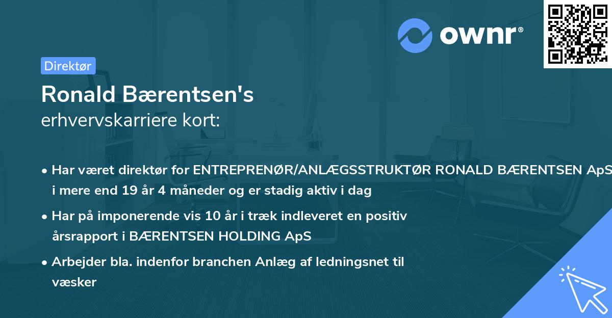 Ronald Bærentsen's erhvervskarriere kort