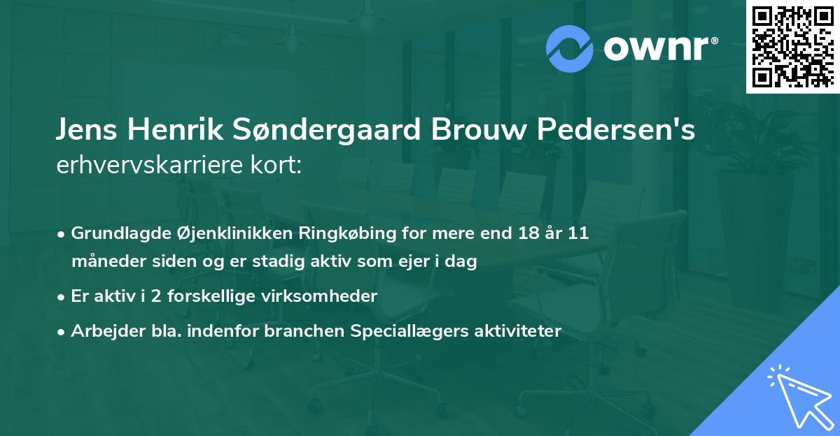 Jens Henrik Søndergaard Brouw Pedersen's erhvervskarriere kort