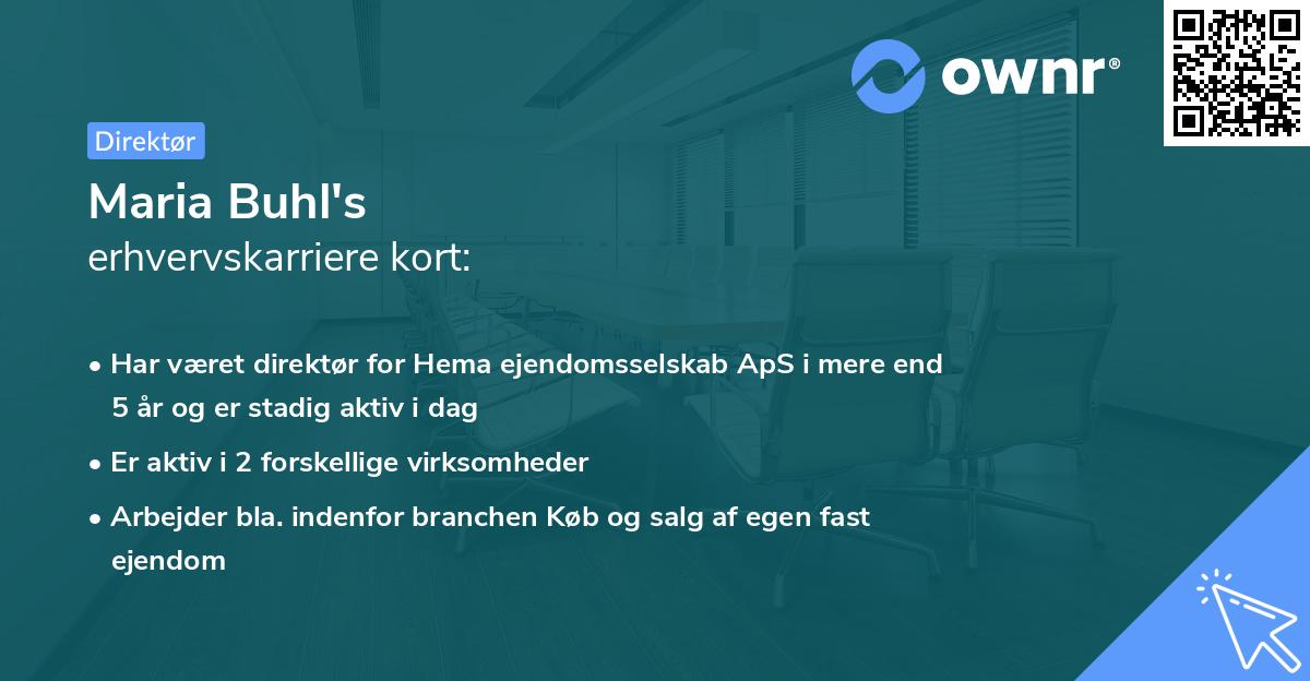 Maria Buhl's erhvervskarriere kort