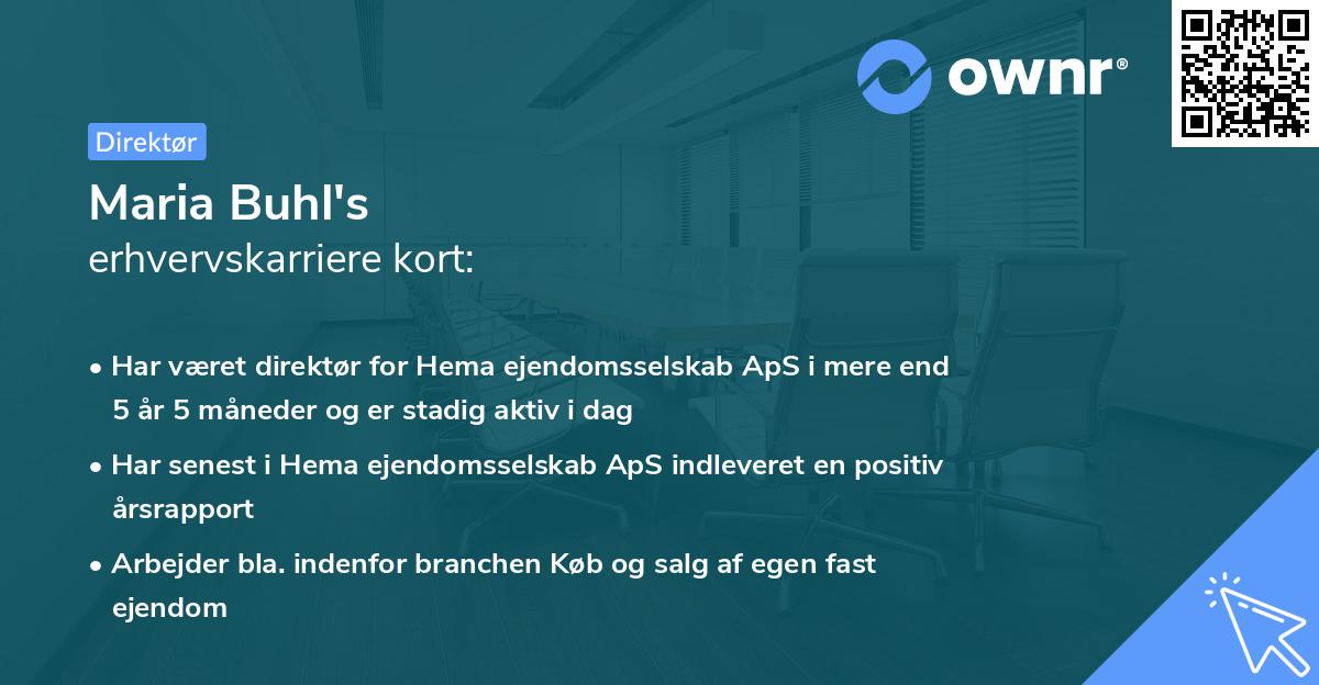 Maria Buhl's erhvervskarriere kort