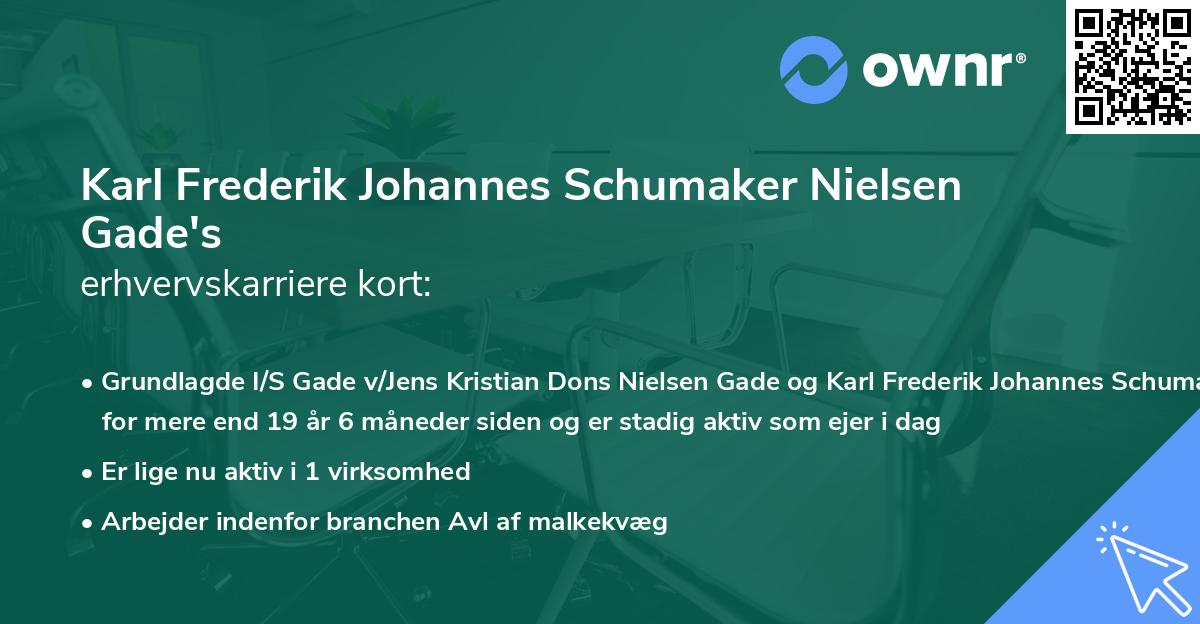 Karl Frederik Johannes Schumaker Nielsen Gade's erhvervskarriere kort