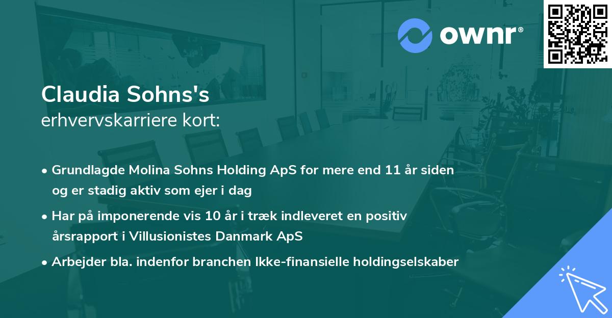 Claudia Sohns's erhvervskarriere kort