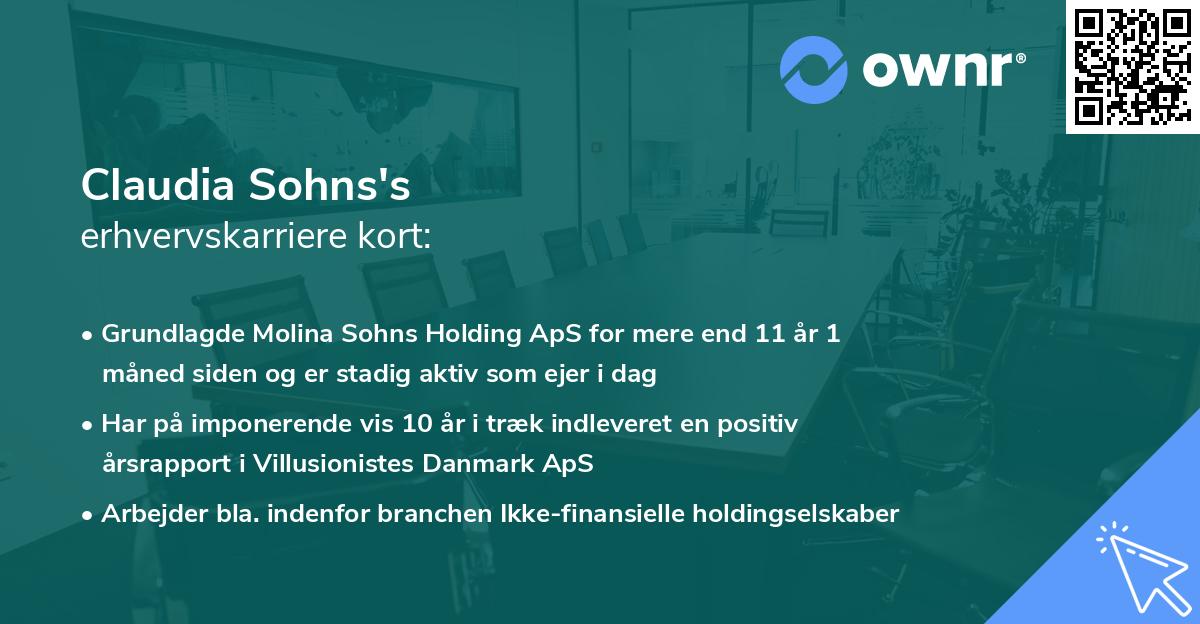 Claudia Sohns's erhvervskarriere kort