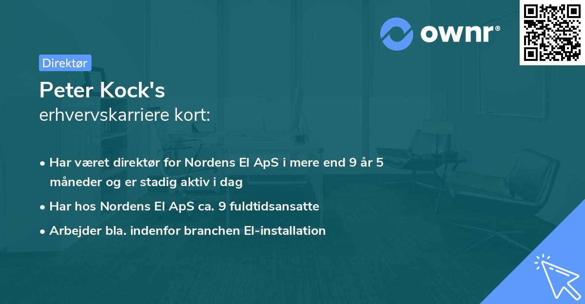 Peter Kock's erhvervskarriere kort