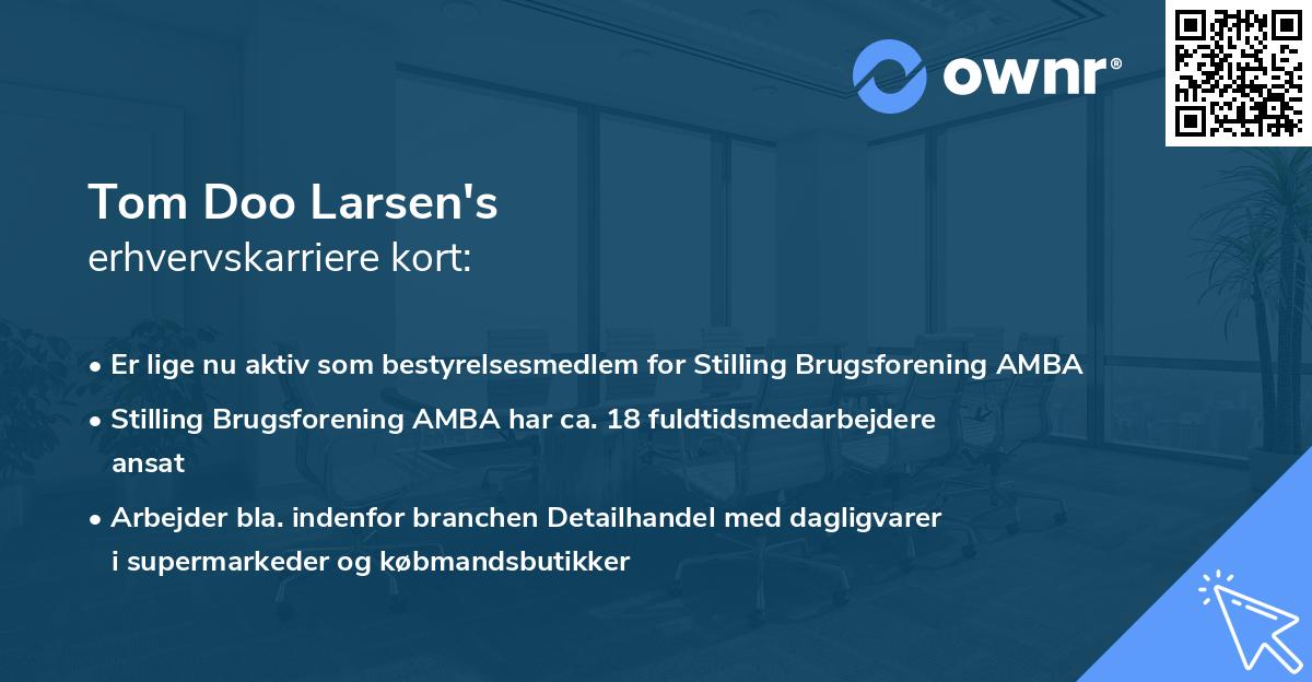 Tom Doo Larsen's erhvervskarriere kort