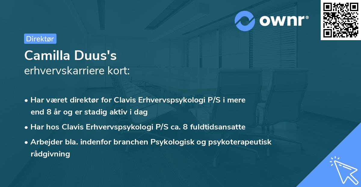 Camilla Duus's erhvervskarriere kort