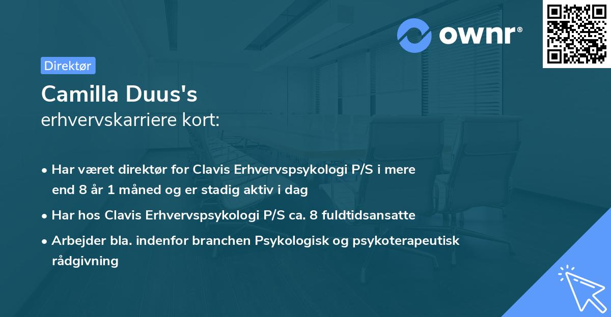 Camilla Duus's erhvervskarriere kort