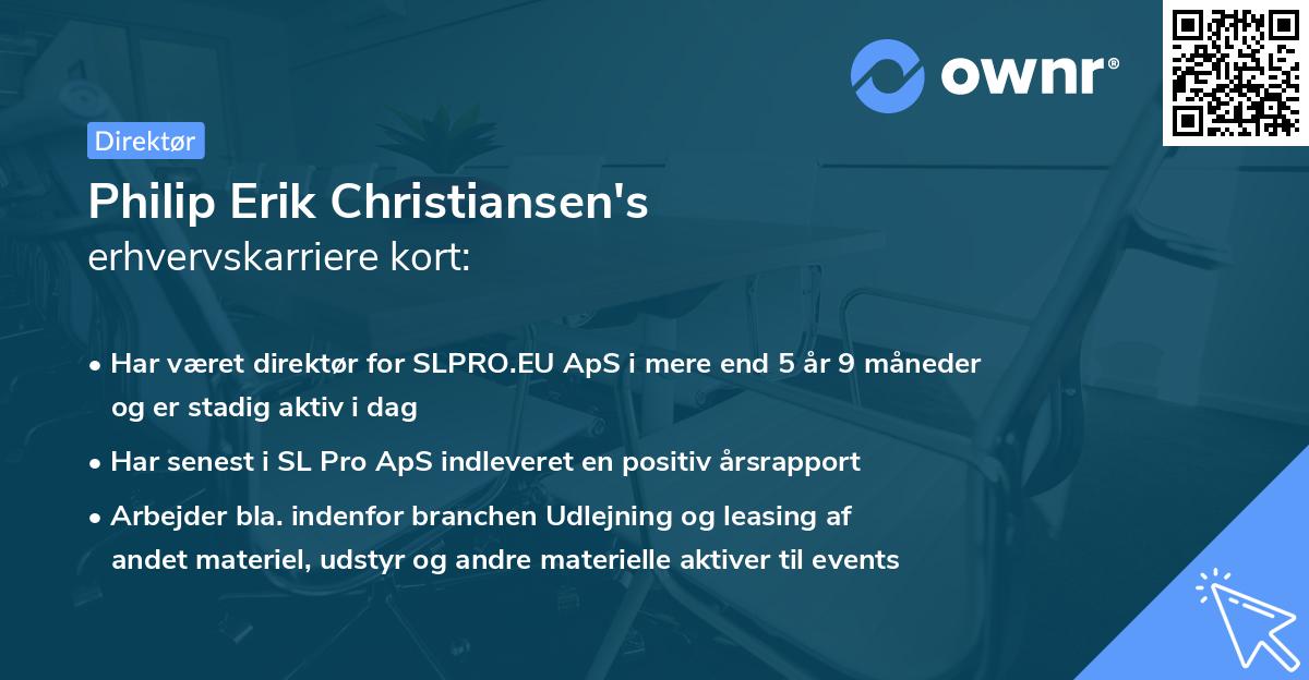 Philip Erik Christiansen's erhvervskarriere kort
