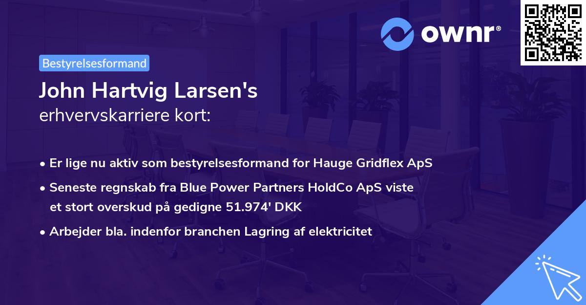 John Hartvig Larsen's erhvervskarriere kort