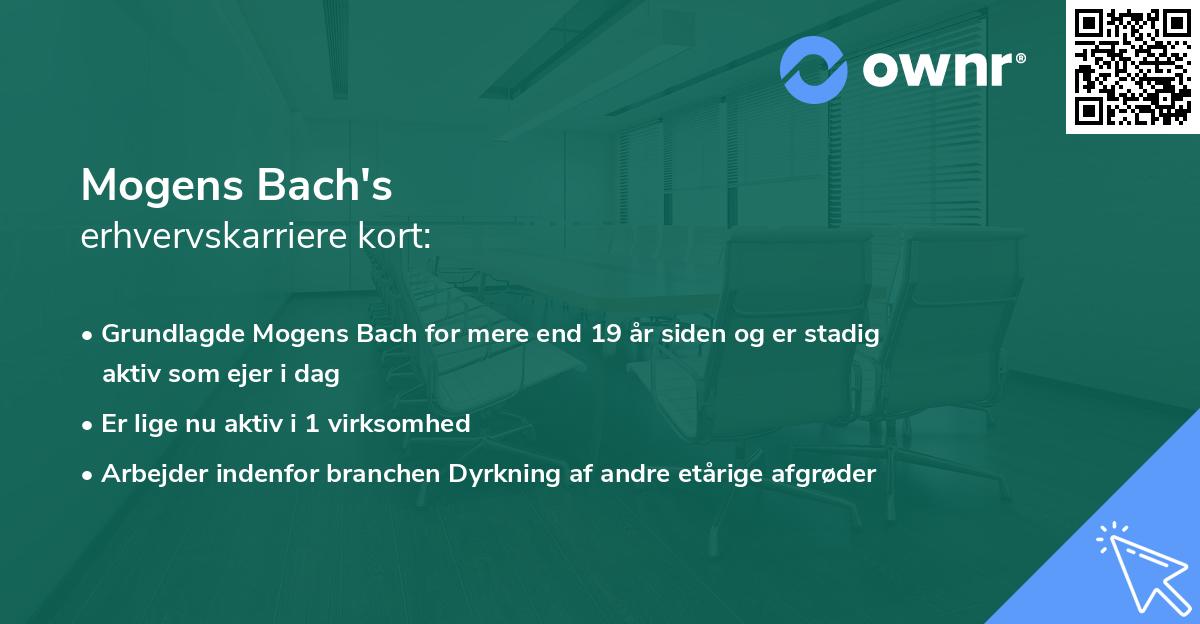 Mogens Bach's erhvervskarriere kort