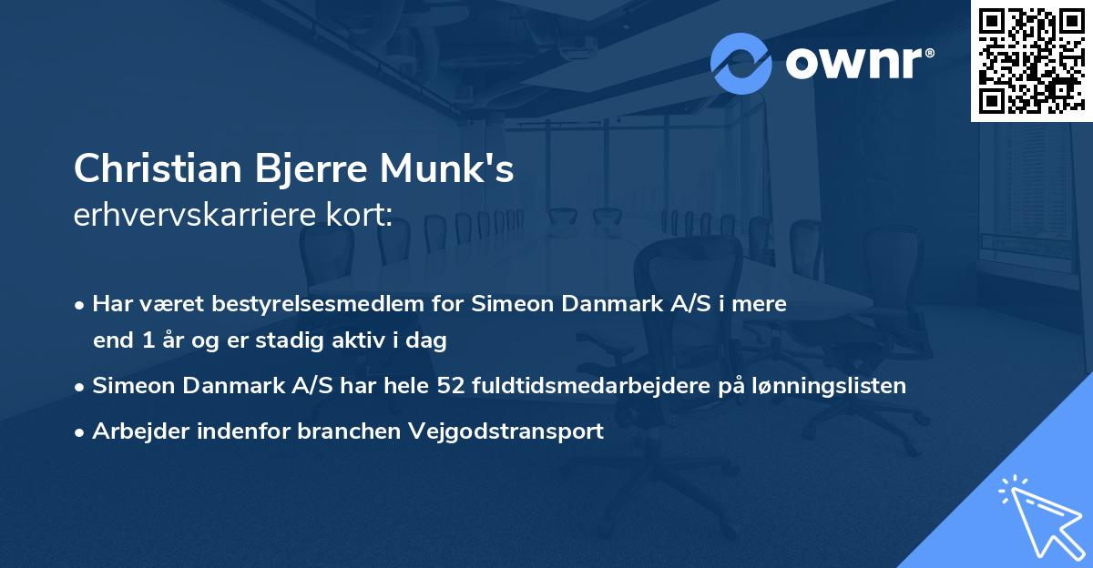 Christian Bjerre Munk's erhvervskarriere kort