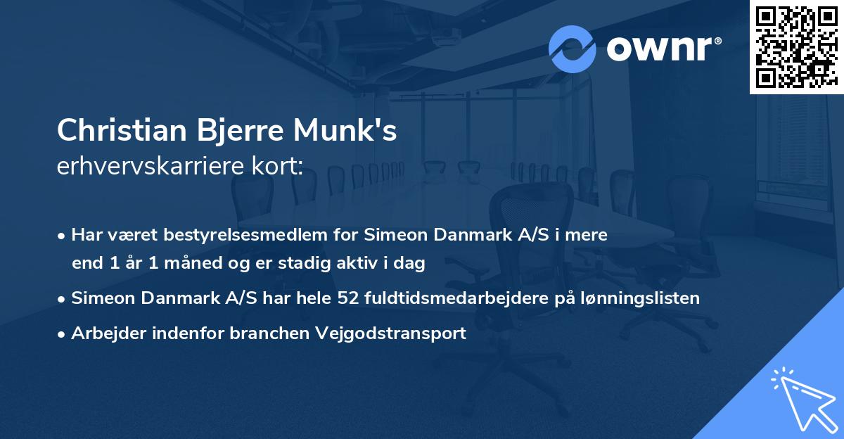 Christian Bjerre Munk's erhvervskarriere kort