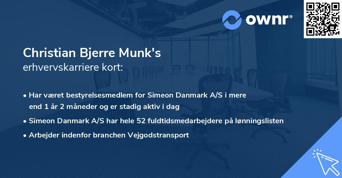 Christian Bjerre Munk's erhvervskarriere kort