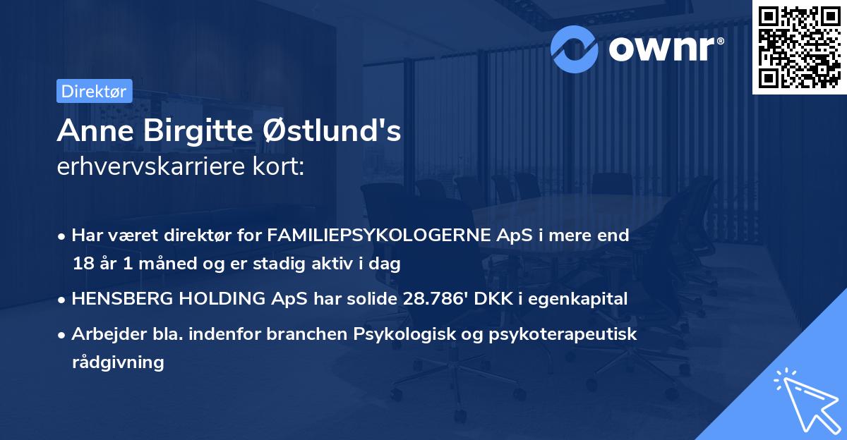 Anne Birgitte Østlund's erhvervskarriere kort