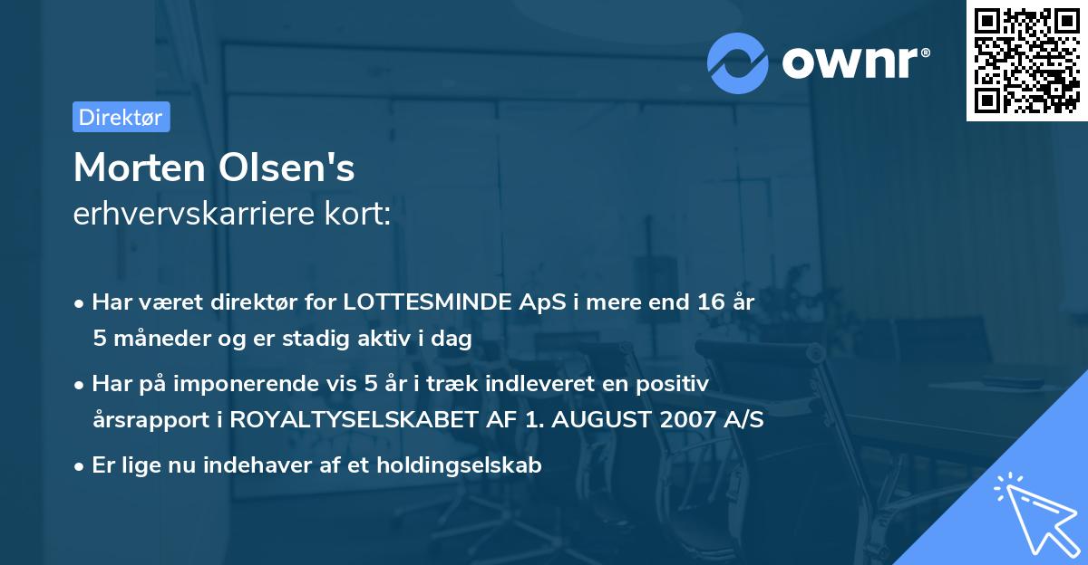 Morten Olsen's erhvervskarriere kort