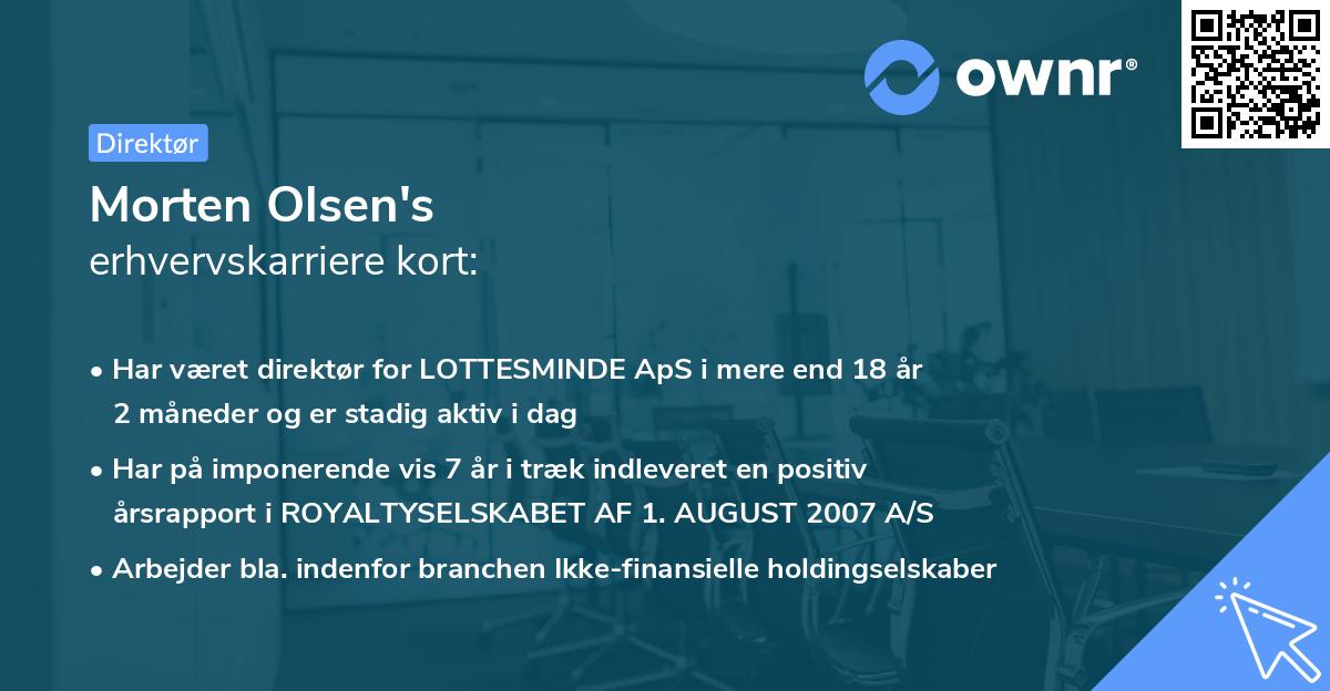 Morten Olsen's erhvervskarriere kort