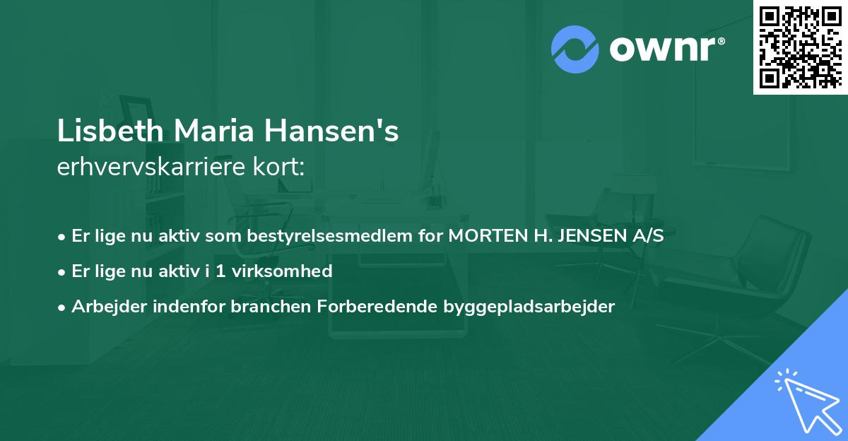 Lisbeth Maria Hansen's erhvervskarriere kort