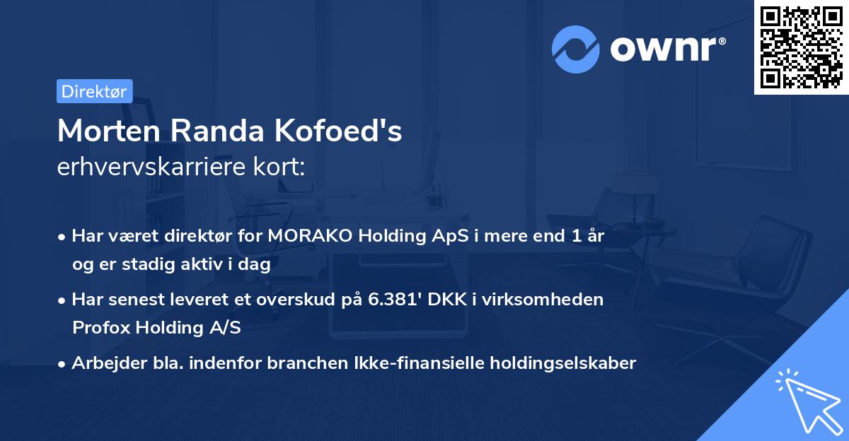 Morten Randa Kofoed's erhvervskarriere kort