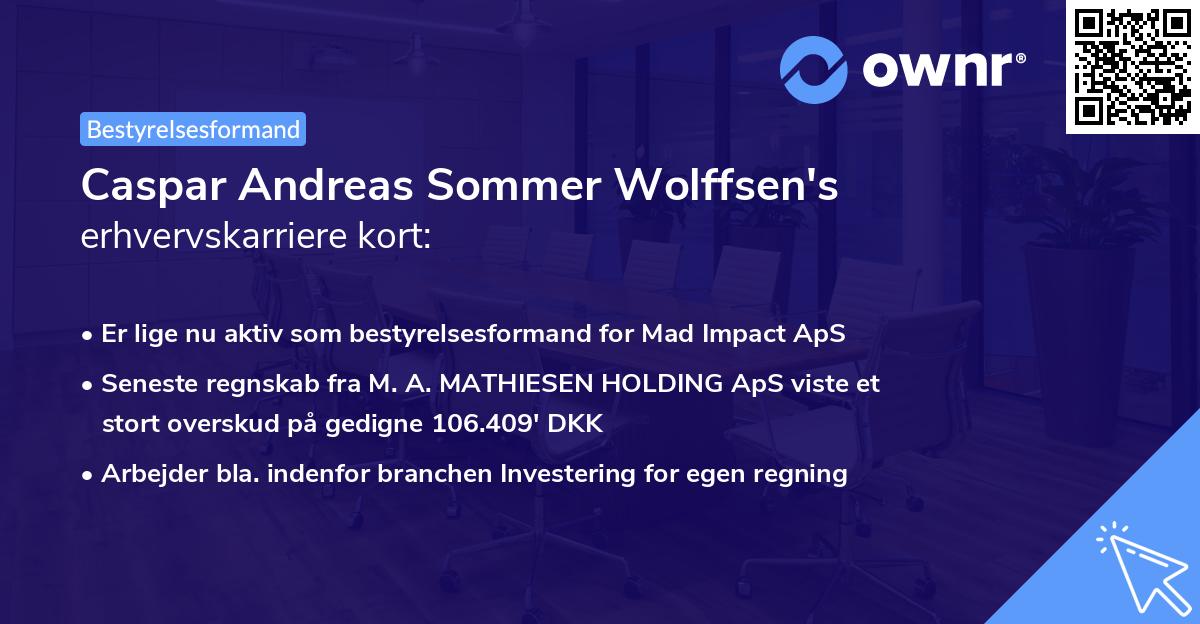 Caspar Andreas Sommer Wolffsen's erhvervskarriere kort