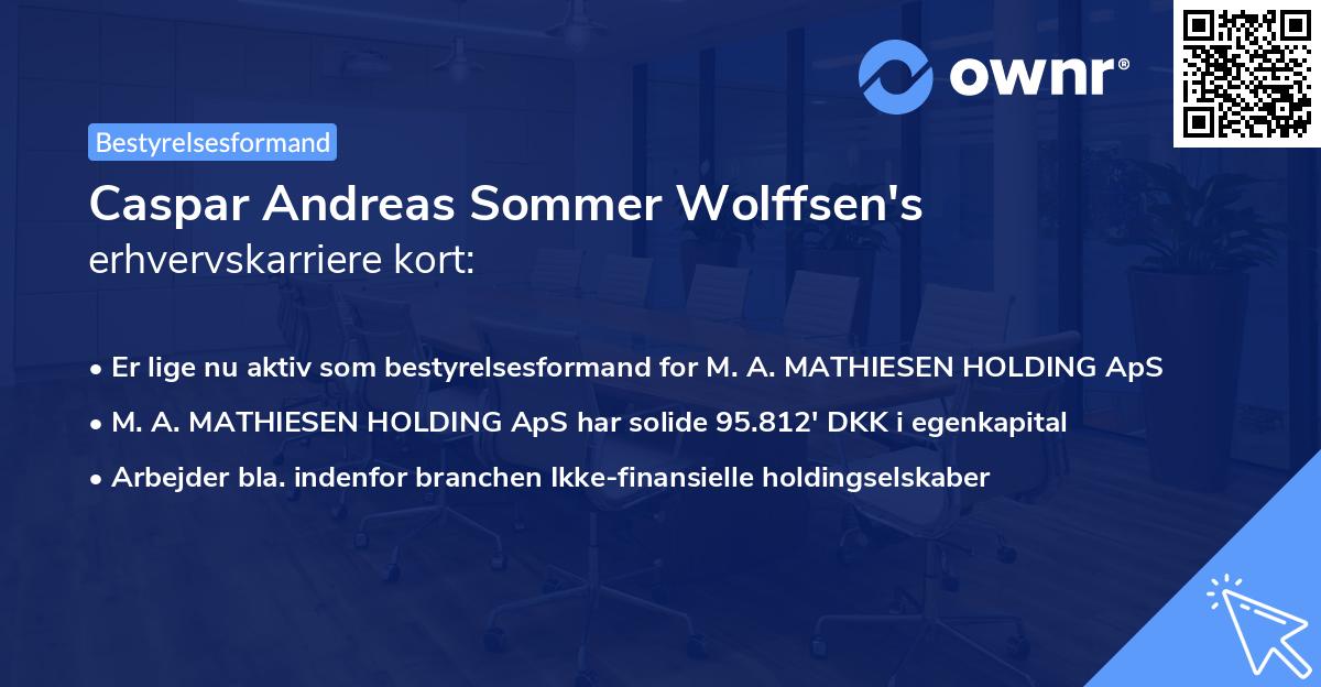 Caspar Andreas Sommer Wolffsen's erhvervskarriere kort
