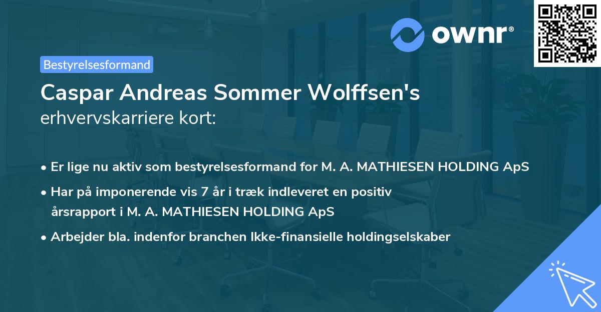 Caspar Andreas Sommer Wolffsen's erhvervskarriere kort