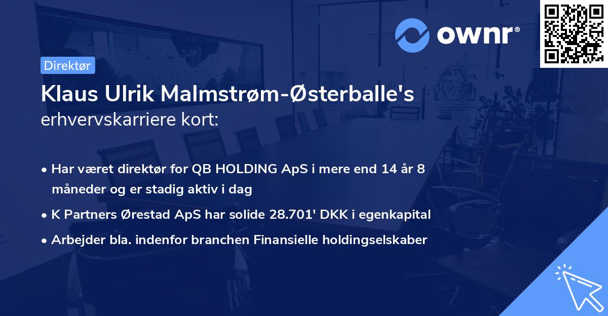 Klaus Ulrik Malmstrøm-Østerballe's erhvervskarriere kort