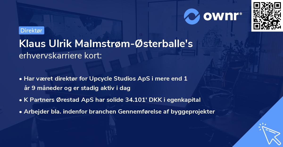 Klaus Ulrik Malmstrøm-Østerballe's erhvervskarriere kort